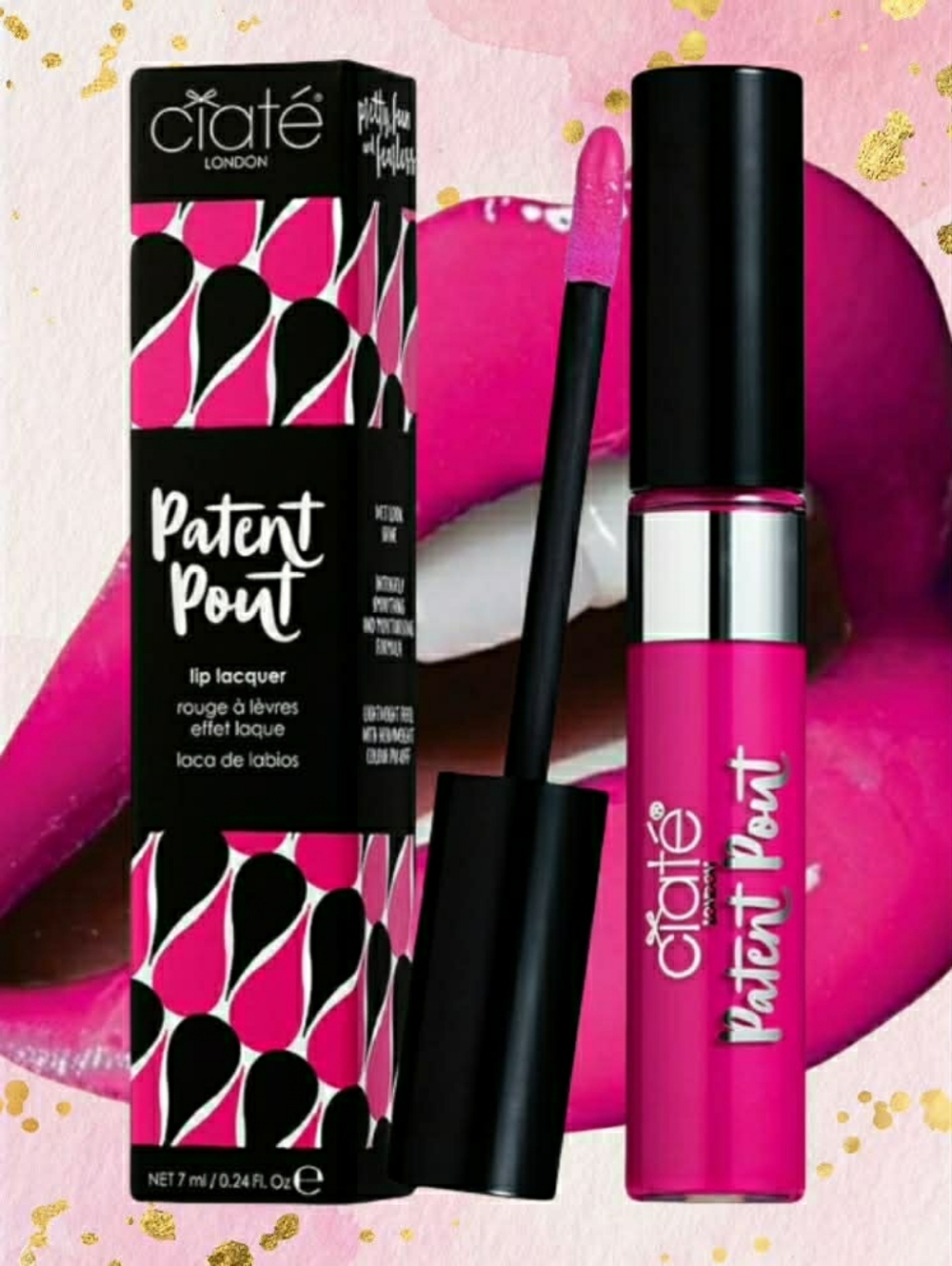 Ciate Patent Pout Lip Lacquer in Drama Queen (Vibrant Pink) 7 mL *BNIB